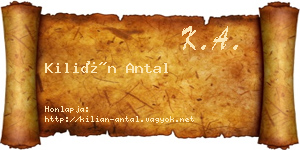 Kilián Antal névjegykártya